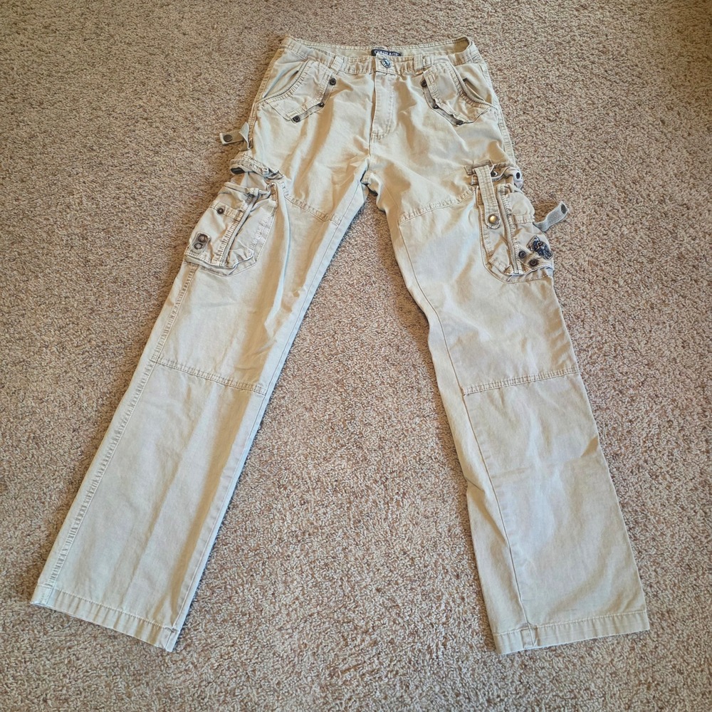 Courage Clothing Co Mens 32‎ Tan Cargo Pants Multi Pocket Utility Y2K Streetwear